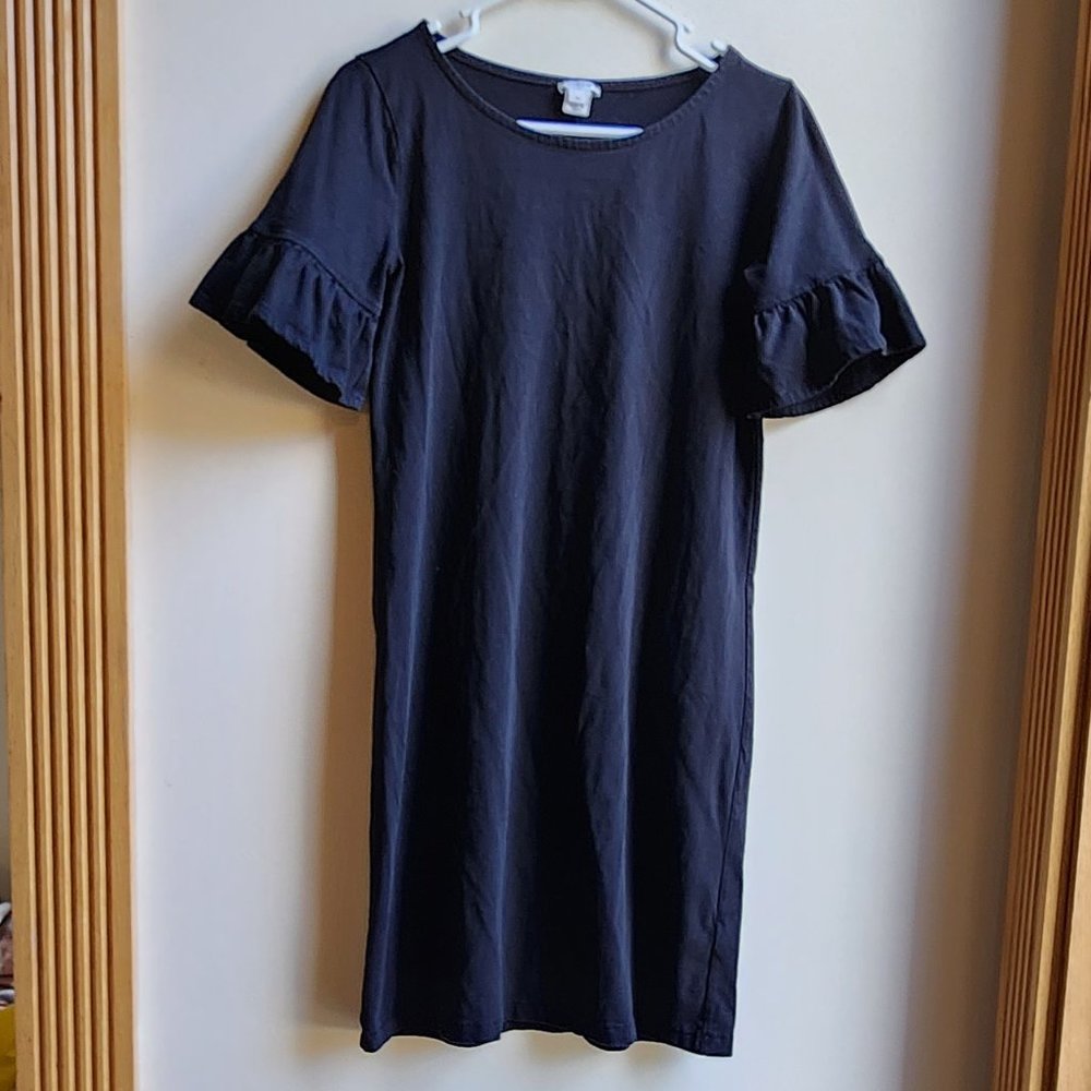 J.Crew Black Ruffled Short Sleeve Dress Size XS
